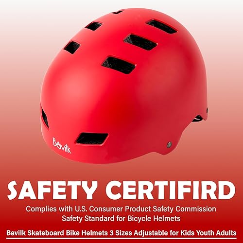 Miniatura 2 de Bavilk - Casco de patineta CPSC ASTM, certificado multideporte, patines en línea, 3 tamaños ajustables, para niños, jóvenes y adultos