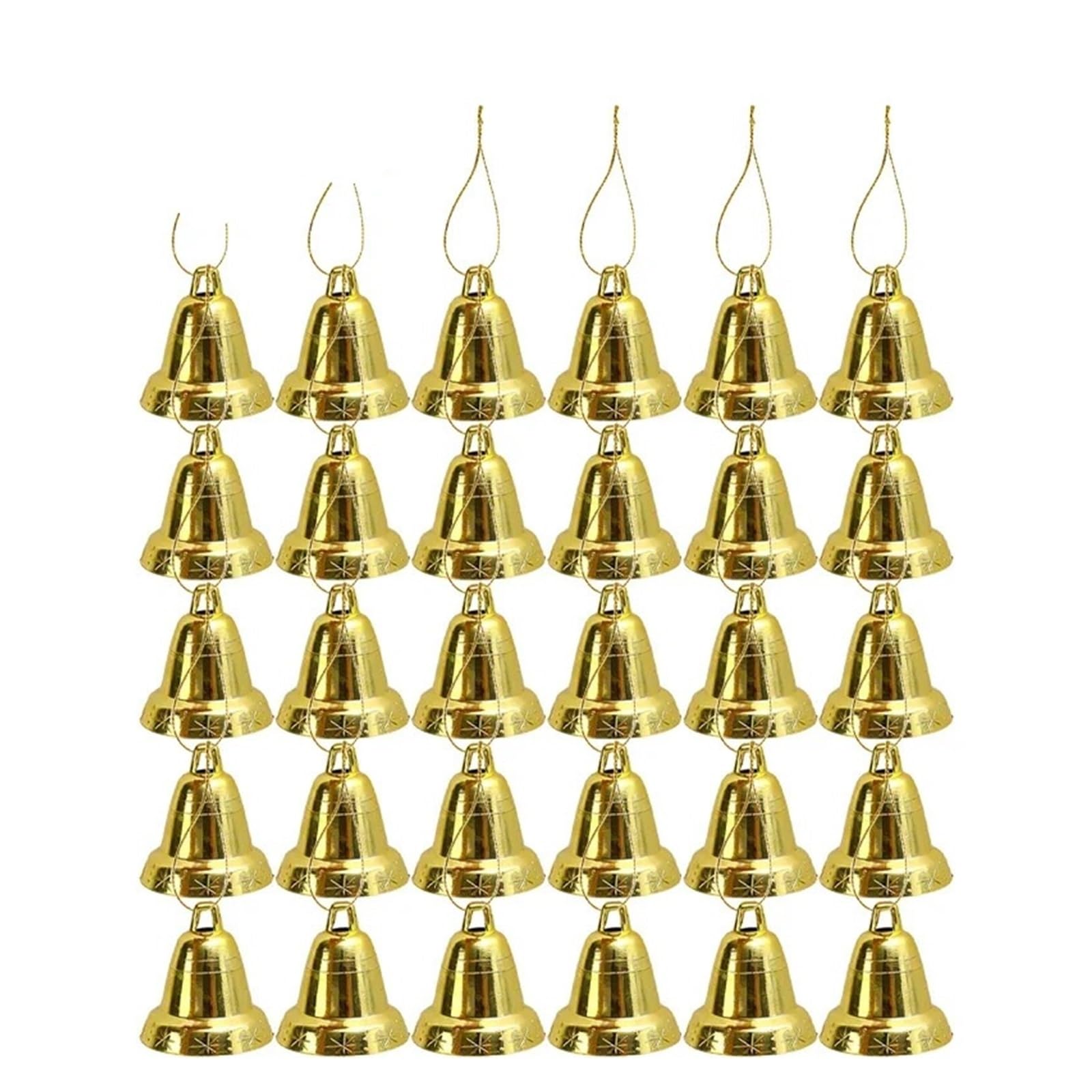 Vintage Christmas Bells 120Pcs 3CM Small Gold Bells Mini Christmas Jingle DIY Plastic Ornament Craft For Hanging Decor for DIY, Decorations, Weddings, Wind Chimes