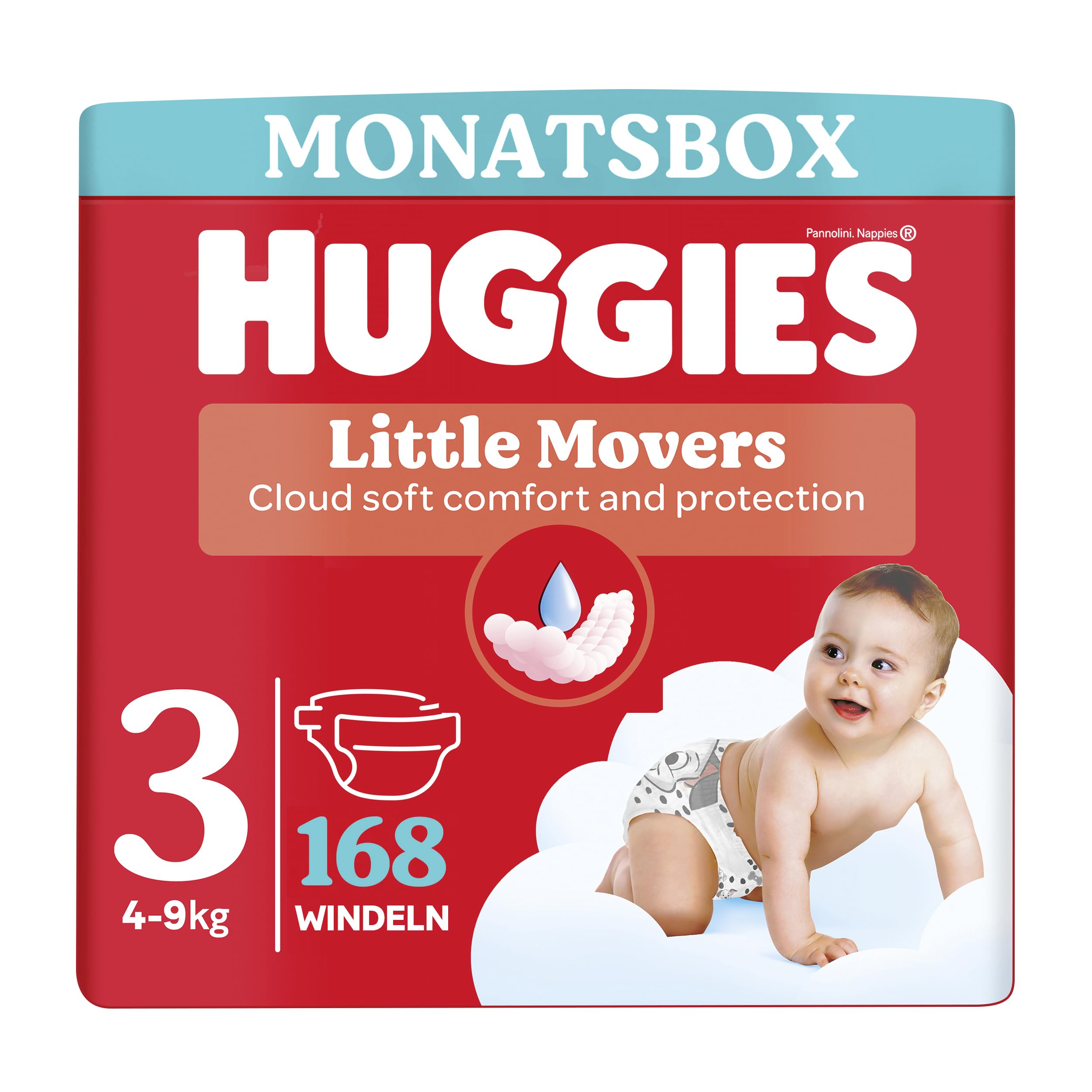 Huggies Baby-Windeln Little Movers, Disney-Design, Größe 3, 168 St. (3 x 56), Monatsbox