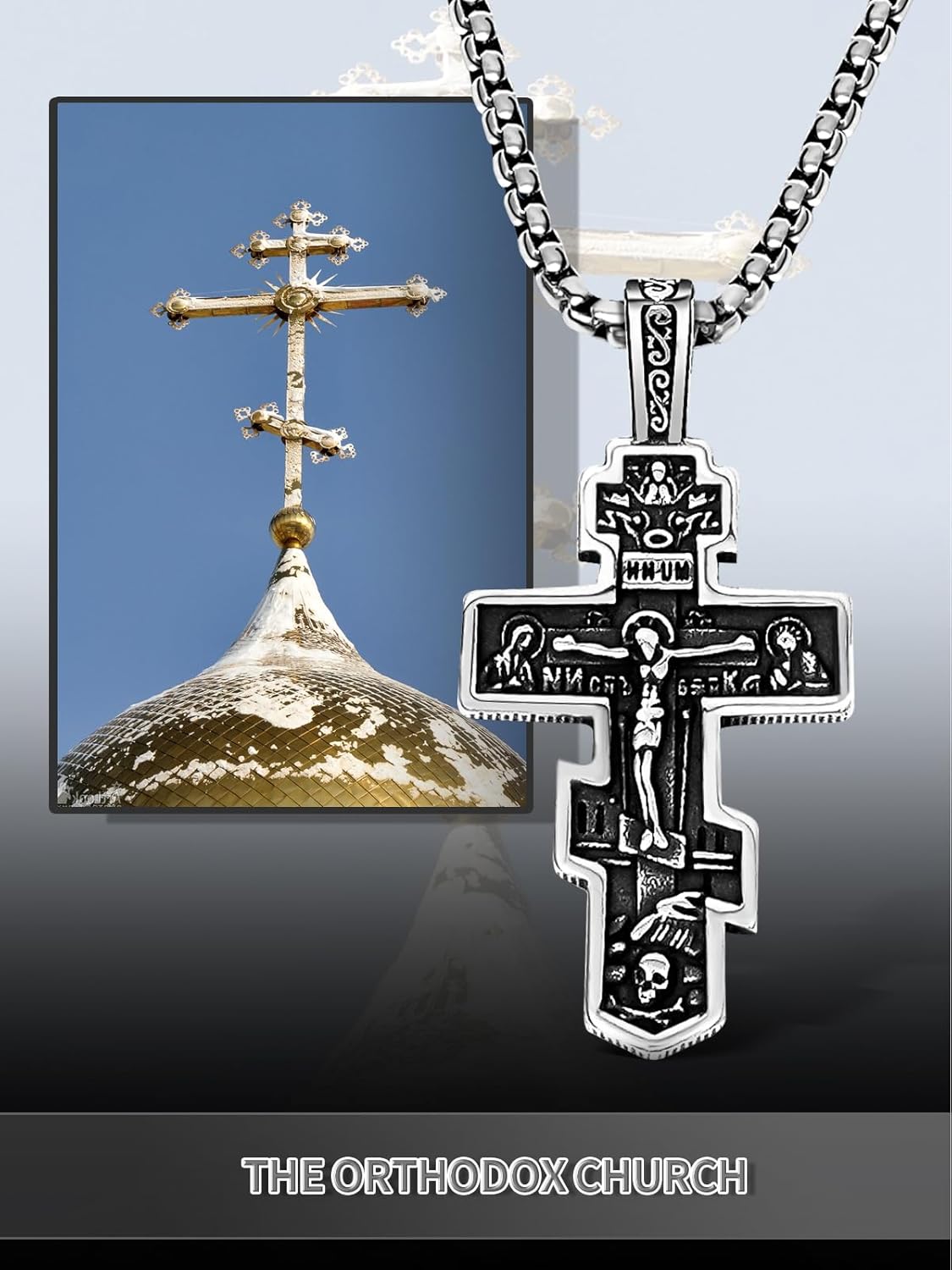 Orthodox Cross Necklace for Men Women - Vintage Byzantine Crucifix Pendant, Stainless Steel Religious Christian Jewelry - Image 5