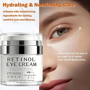 Retinol Eye Cream for Dark Circles & Puffiness,Serum with Vitamin C, Firming & Brightening Under Eye Cream for Men and Women