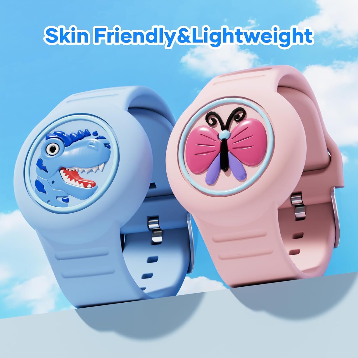 Compatible with Apple Airtag Bracelets for Kids, Waterproof Kids Wristband for Air tag Holder for Kids Soft Silicone Hidden Watch Band for Child Anti Lost Cute Cartoon（Blue image 4