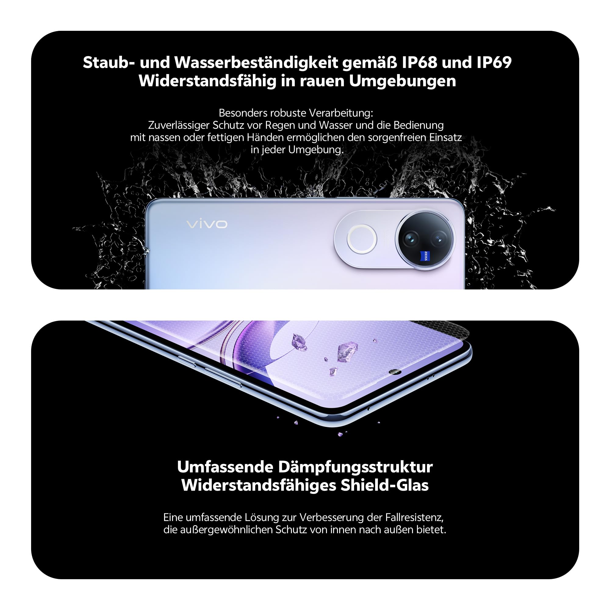 vivo V50 5G Smartphone, 12 GB + 512 GB, Professionelle 50+50 MP ZEISS Kameras, 4K-Video, 5260 mAh Akku, 90W Schnellladung, 6,77″ Ultra-Slim Quad Curved AMOLED Display, IP68+IP69 Staub & wasserdicht