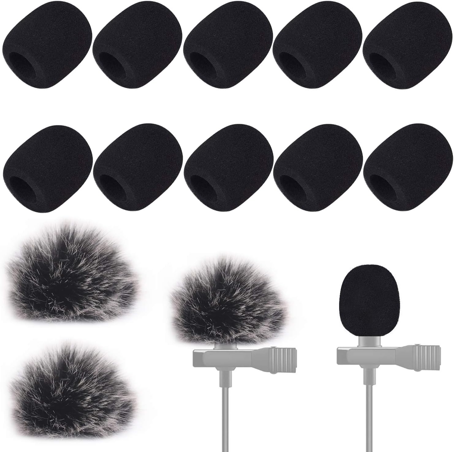 Professional Lapel Headset Windscreen Foam Cover Set, Compatible with Mini Microphone Covers (12 Piece)