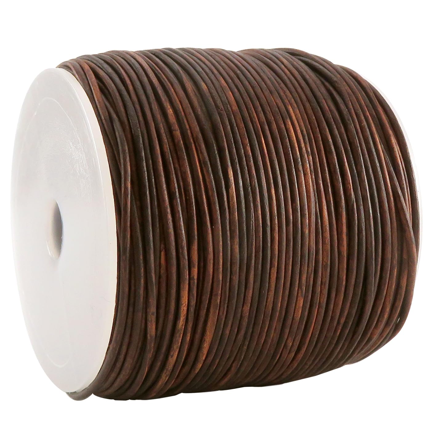 Cordon Rond En Cuir Esnado - 2mm X 10m - Marron Naturel - Pour Bijoux, Artisanat Et Projets Médiévaux