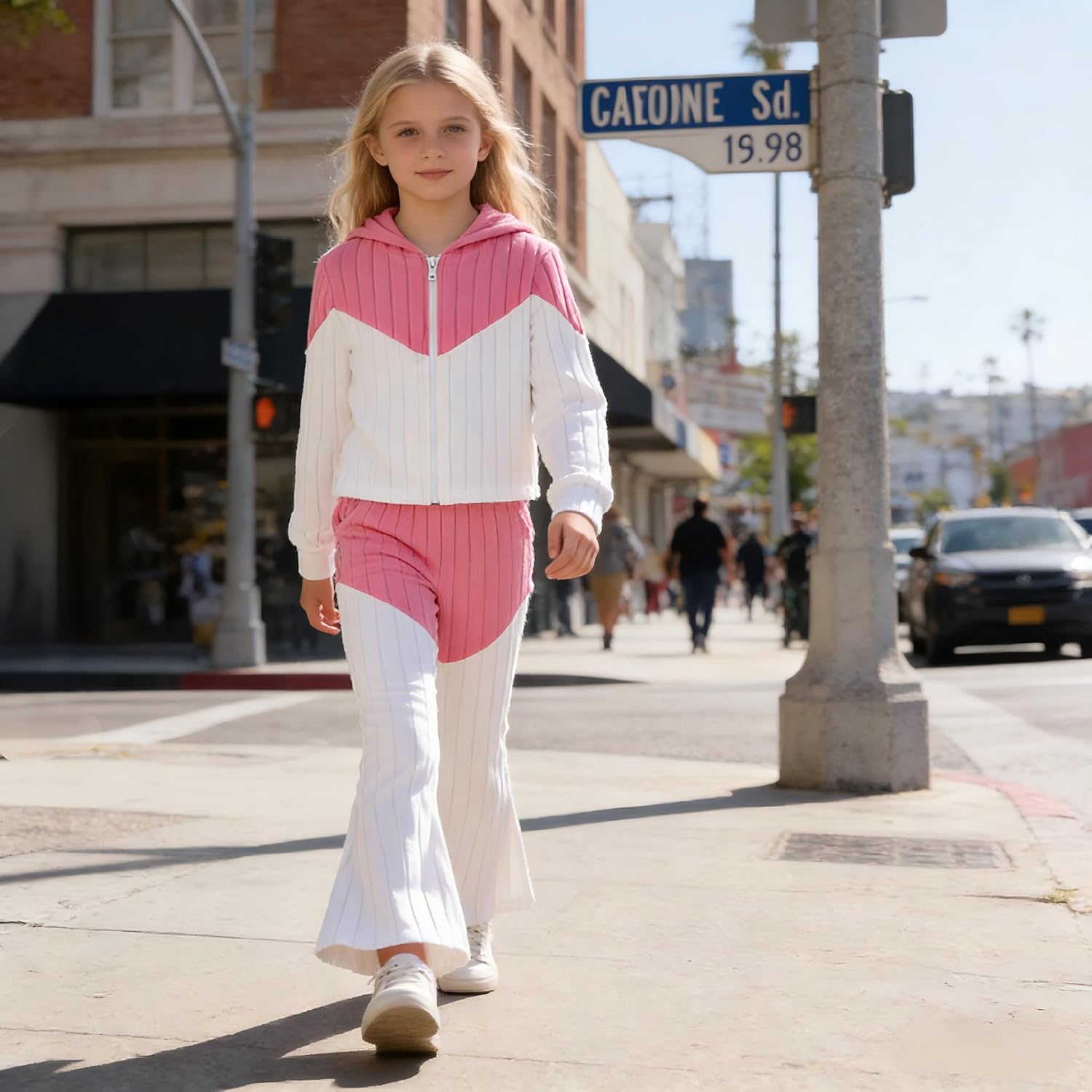 KIDLAGA Girls Clothes Long Sleeve Hoodie Colorblock Sweatshirt + Pants 2PCS Girls Spring Fall Clothing Sets Outfits Set 7-14Y