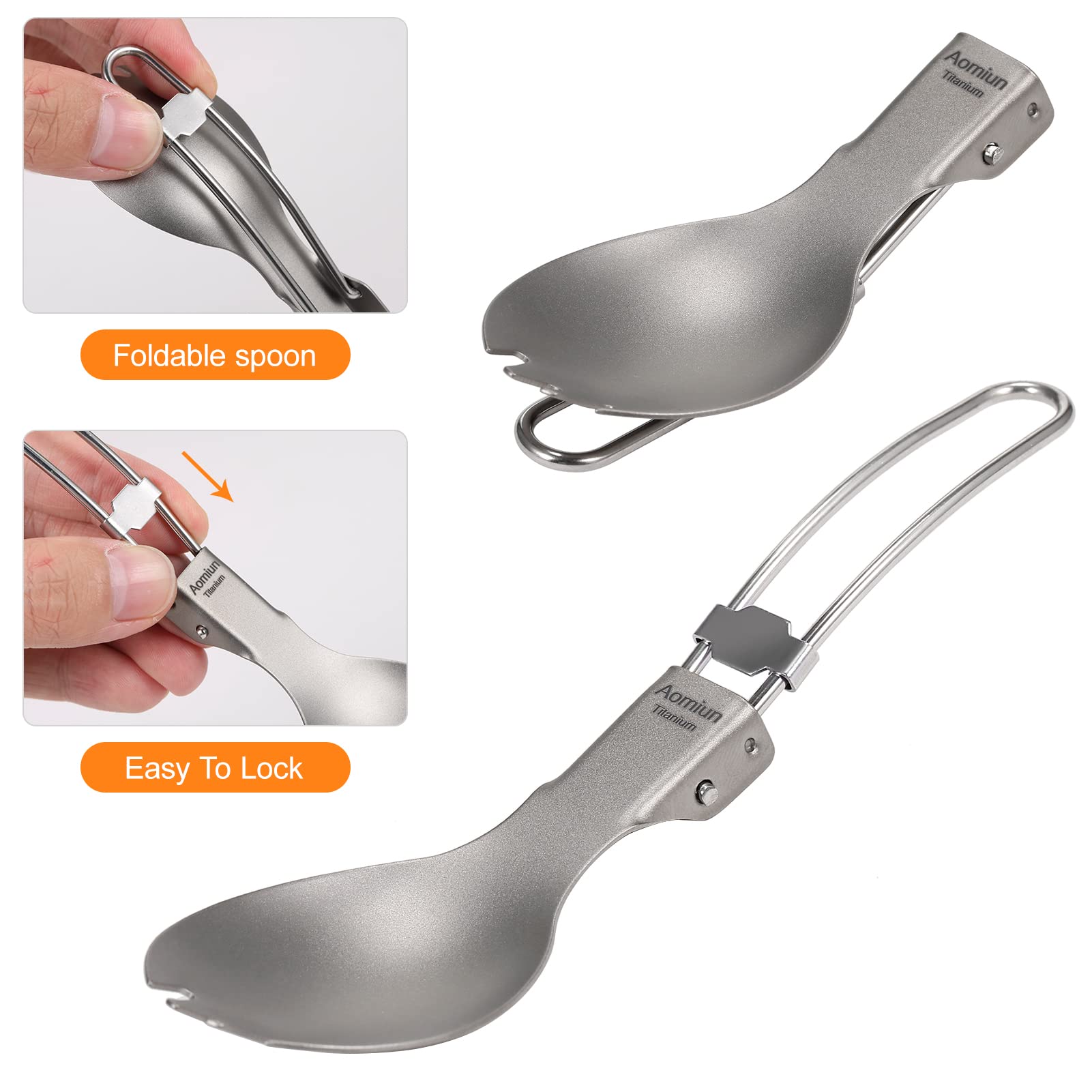 Lot de 3 tasses en titane léger de 750 ml avec couvercle et poignée pliable pour camping, randonnée, randonnée