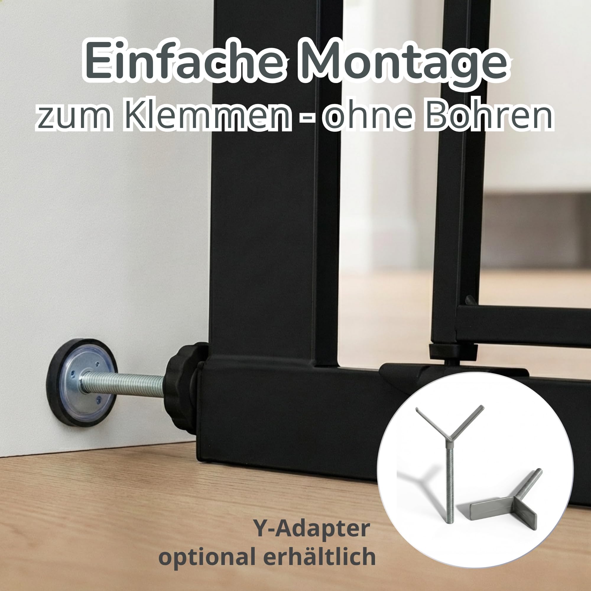 Babygitter Tür ohne Bohren – BALU Tür- & Treppenschutzgitter 152-159 cm, Auto-Close & Safety-Lock Rot/Grün, inkl. Anti-Stolper-Rampe, Türschutzgitter erweiterbar bis 166 cm