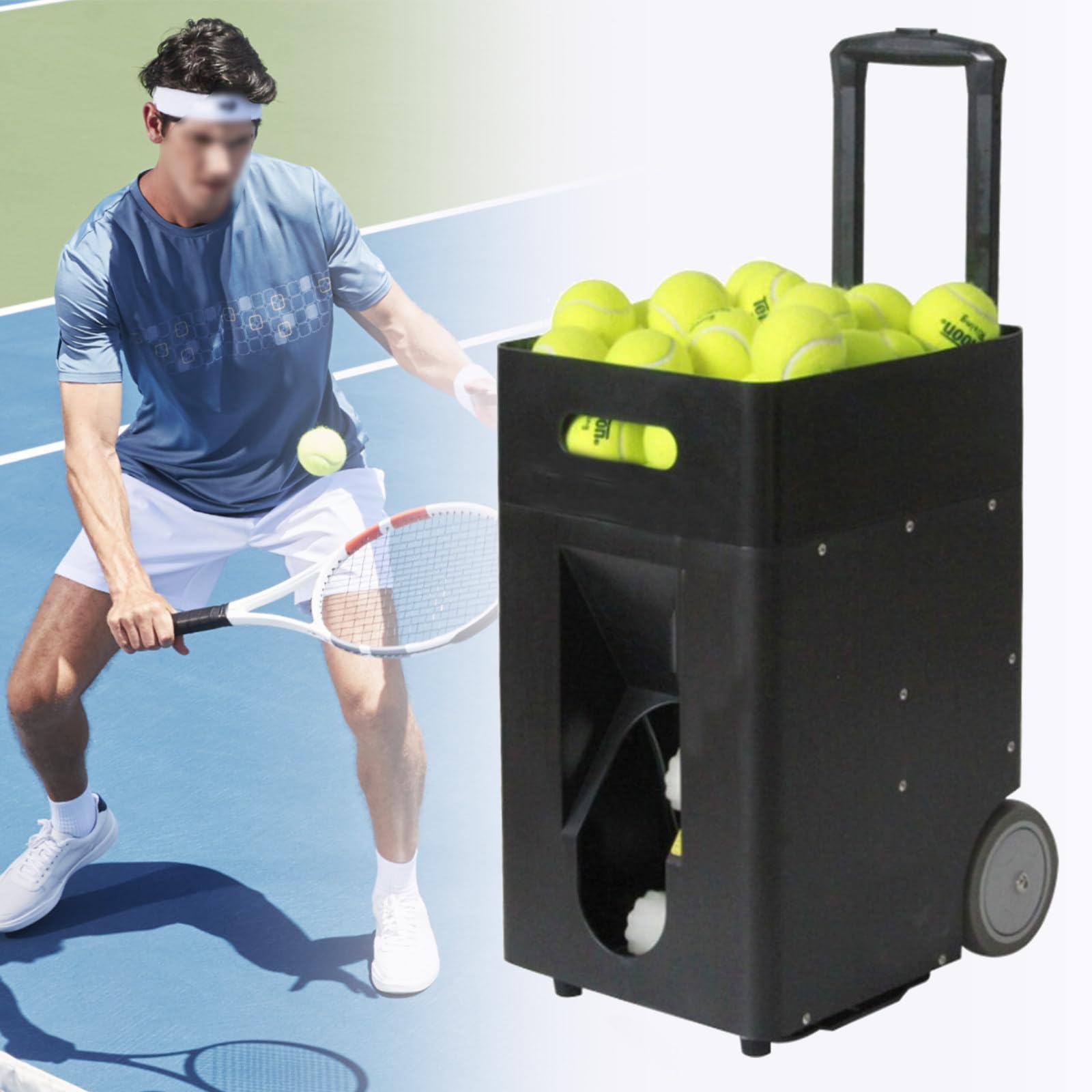 Lanzador De Pelotas De Tenis, Máquina De Pelotas De Tenis, Máquina Portátil Ajustable para Servir Tenis, Duración De La Batería De 2 a 4 Horas para Todos Los Niveles Y Edades