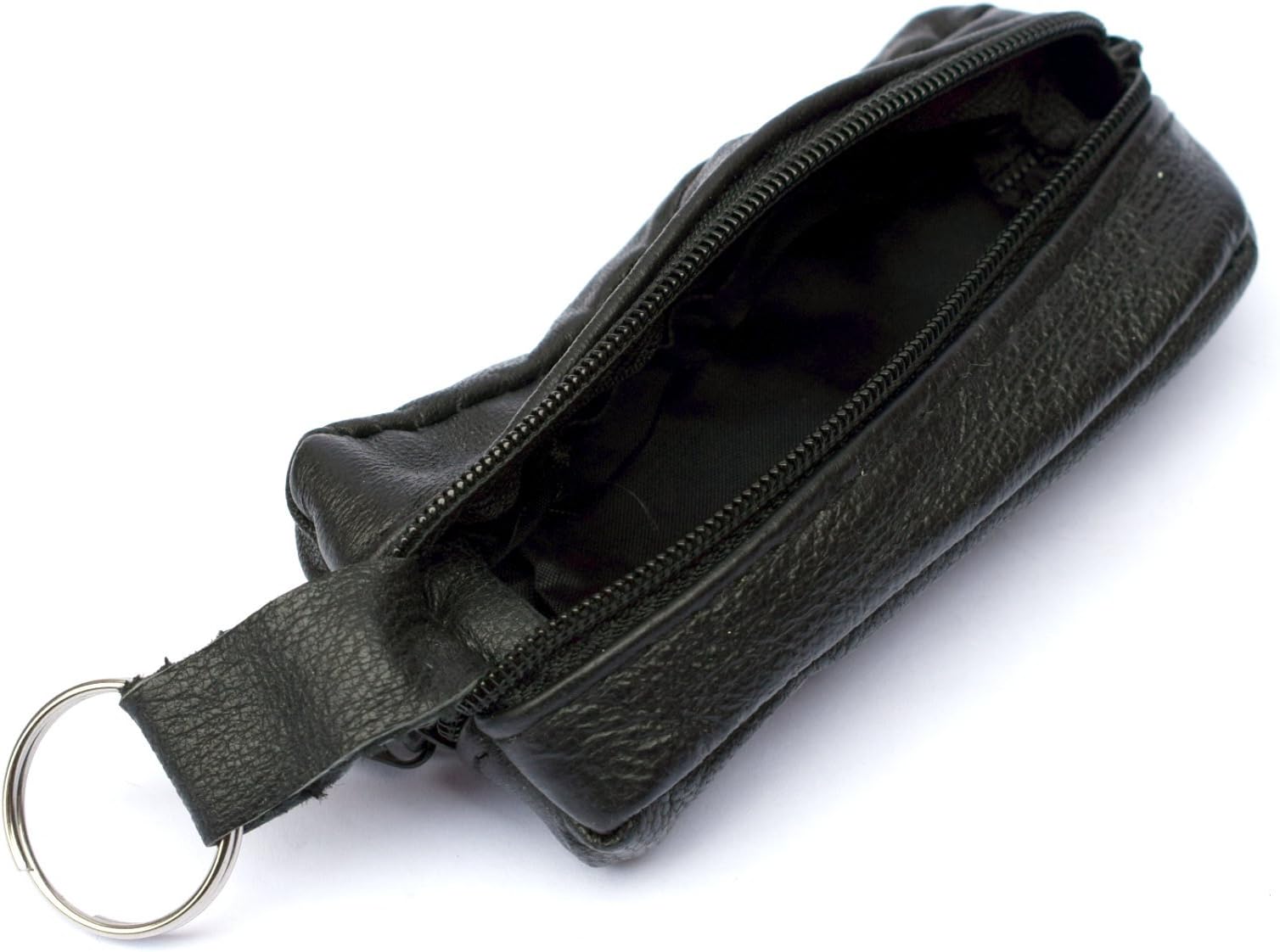 Small Soft Genuine Leather Coin Purse Key Wallet Case Pouch Holder Two Zips
