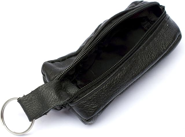 Small Soft Genuine Leather Coin Purse Key Wallet Case Pouch Holder Two Zips