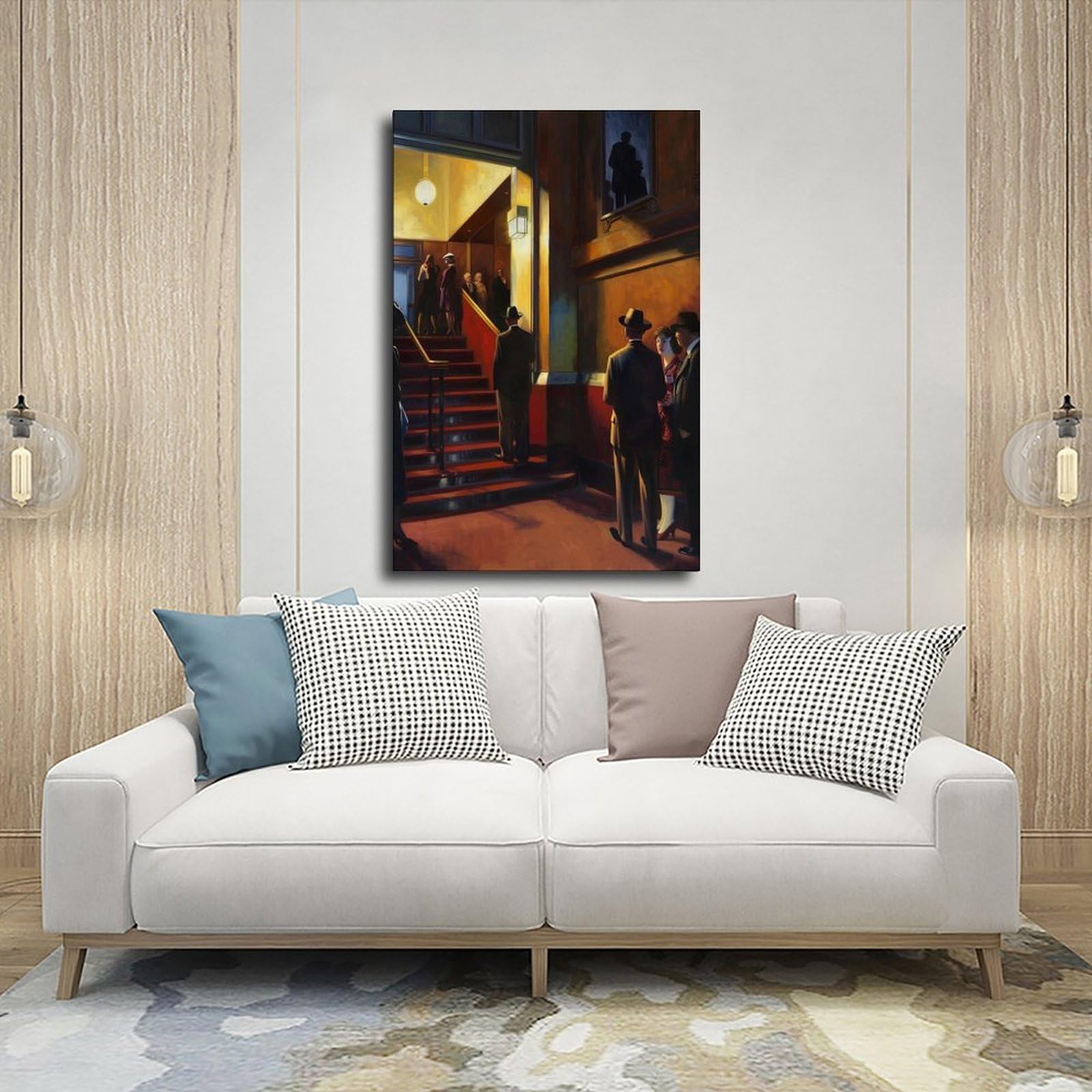 PHTHDB Poster su tela con scena del cinema di New York, omaggio a Edward Hopper, decorazione per la casa, idea regalo