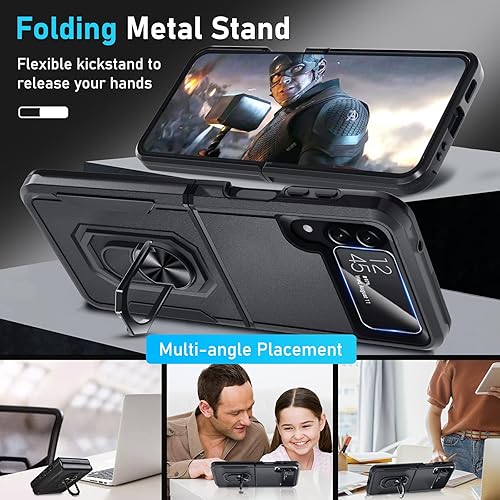 Miniatura 9 de Janmitta Funda para Samsung Galaxy Z Flip5 con protector de pantalla trasera + cordón para la muñeca, delgada, transparente, resistente, rígidas,