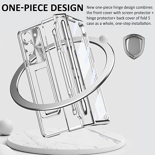 Miniatura 4 de Funda diseñada para Samsung Galaxy Z Fold 5 con soporte para S Pen y S Pen, soporte portátil y protector de pantalla frontal transparente Fold 5,