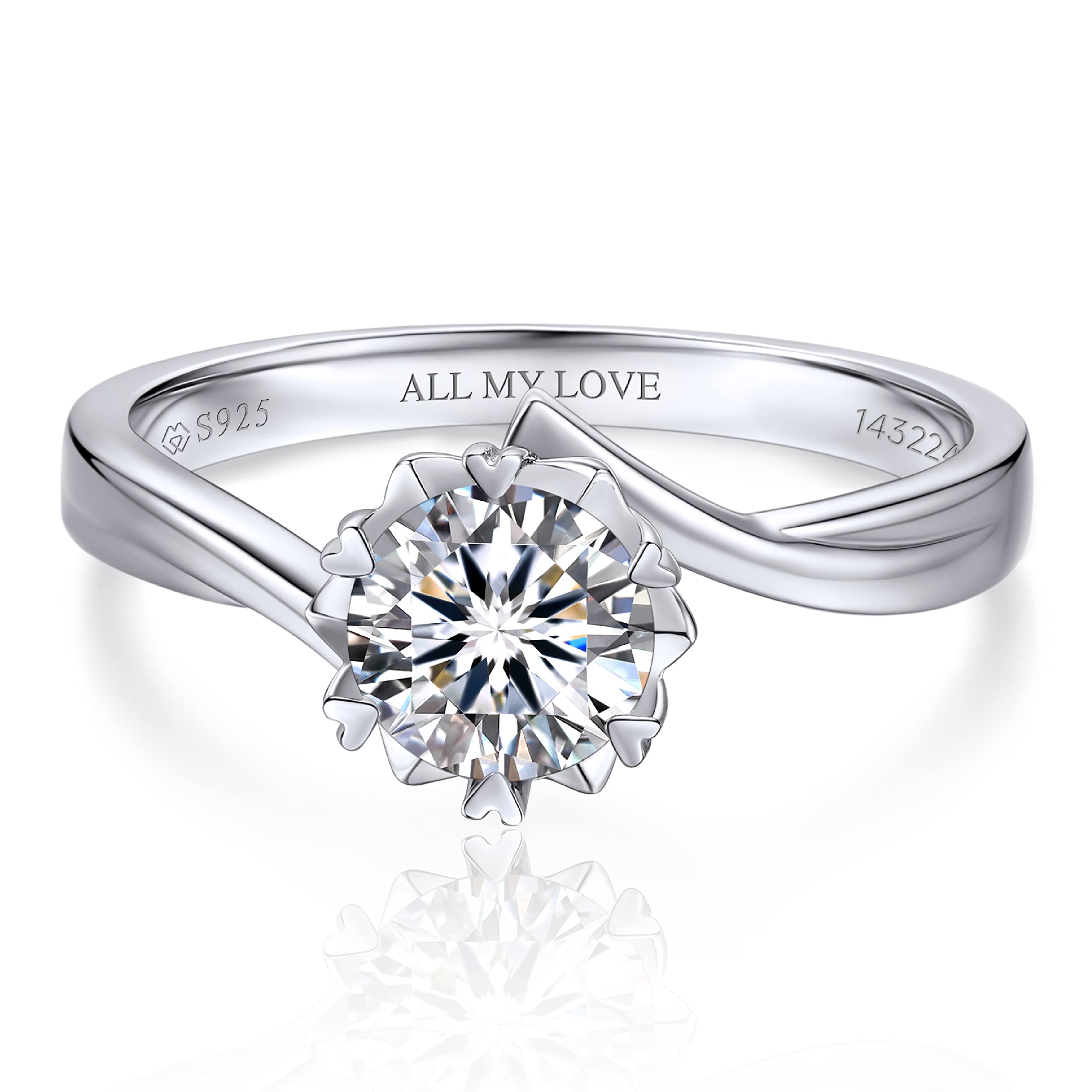 MomentWish Anillo Compromiso Mujer, Regalo dia De La Madre, 1-2 Quilates Moissanite Diamante Anillos Promesa Solitario Plata de Ley 925 con Certificato Gra Regalo Aniversario