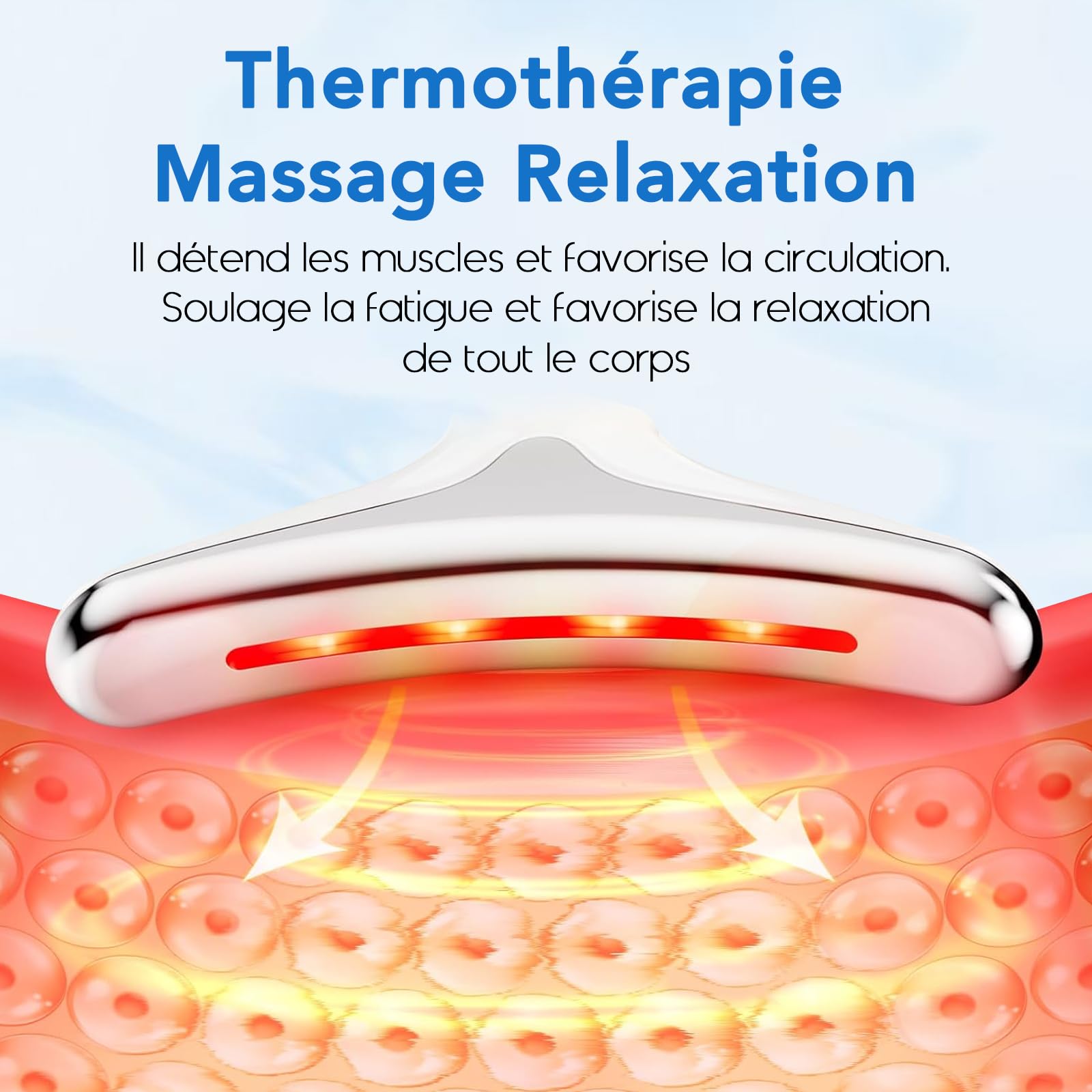 Appareil Massage Visage, DOCOCO Appareil Anti Rides Visage, 45 °C Chauffable pour Massage Visage, 3 Modes LED avec Lifting EMS pour Raffermissement du Visage et du Cou