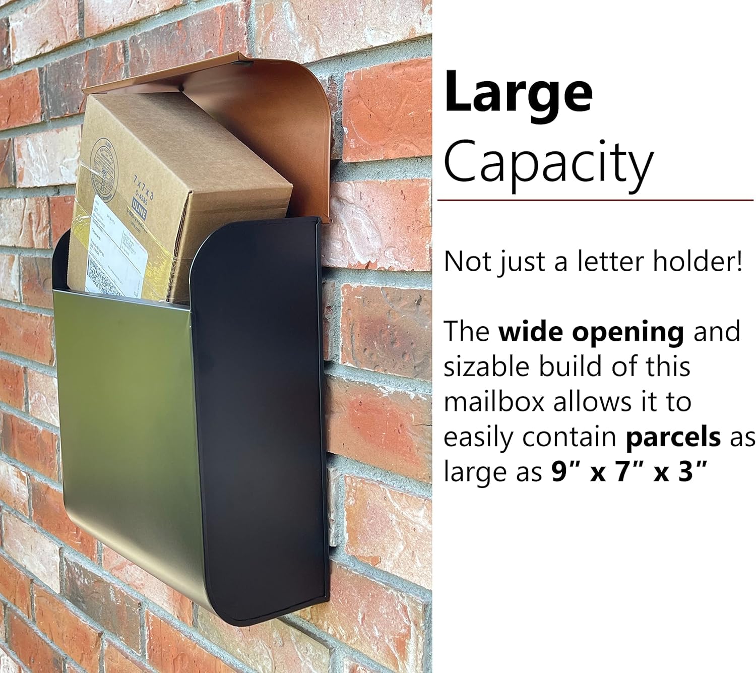 NACH Wall Mount Mailbox – 12.5" X 5" X 10", Black Envelope-Shaped, Powder-Coated Metal, Waterproof (Ships From Canada)