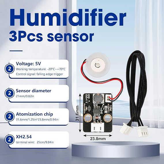 ACEBOTT 3Pcs Humidifier Module, Spray Module Circuit Board, Atomization Module 5V Atomization Plate Circuit Board Atomization Module Atomizer DIY Incubation Experimental Equipment for Ultrasonic DIY