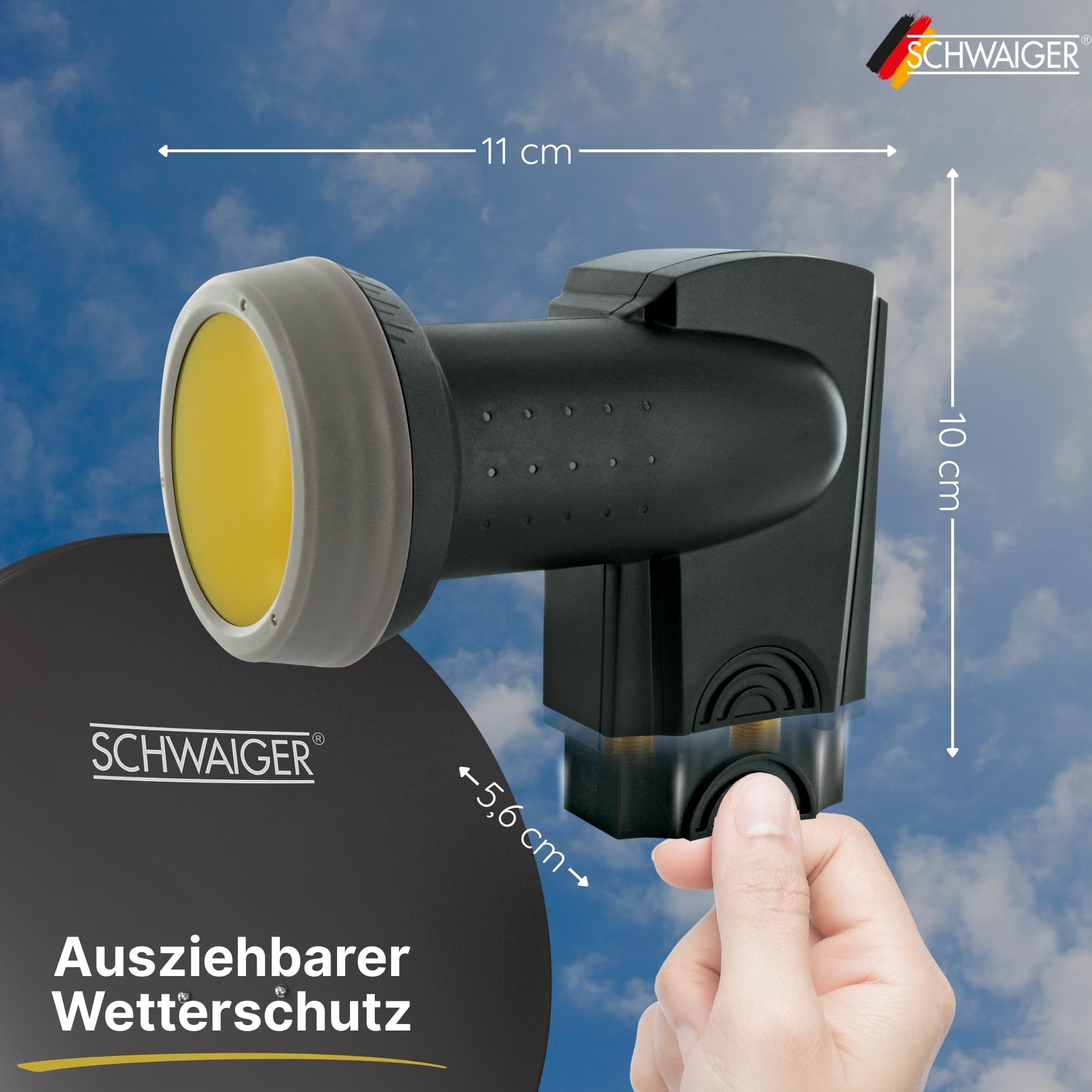 SCHWAIGER 340 Twin LNB Low Noise Blockconverter Sun Protect Tapa LNB Digital Resistente al Calor Accesorios para Antenas parabólicas protección contra la Intemperie contactos Dorados Antracita