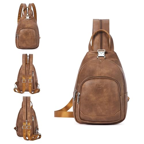 CLUCI Sling Bag for Women Leather Women's Backpack Small Convertible Backpack Purse Crossbody Bag for Travel