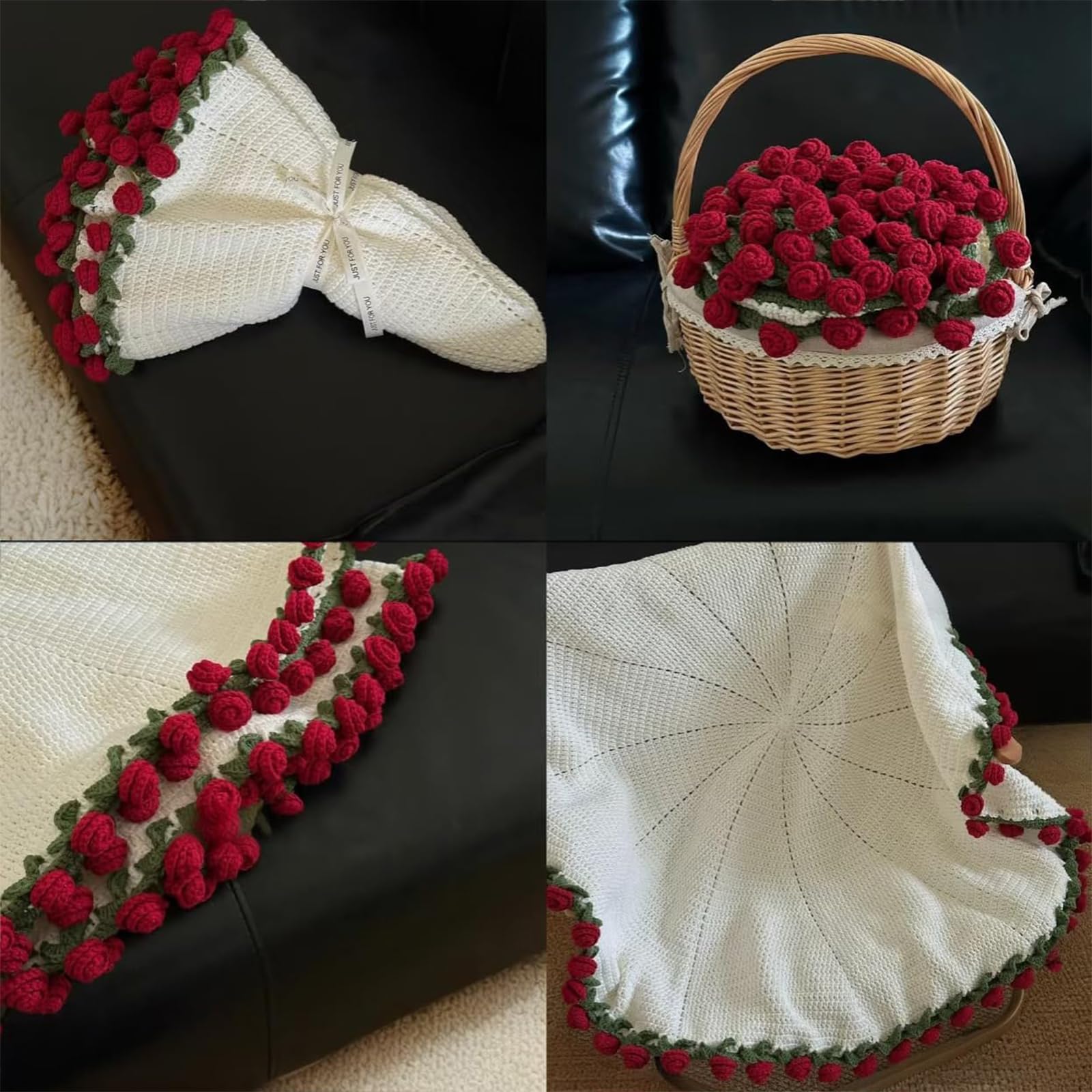 Plaid Bouquet de Fleurs au Crochet, Plaid Fleur, Flower Blanket Bouquet