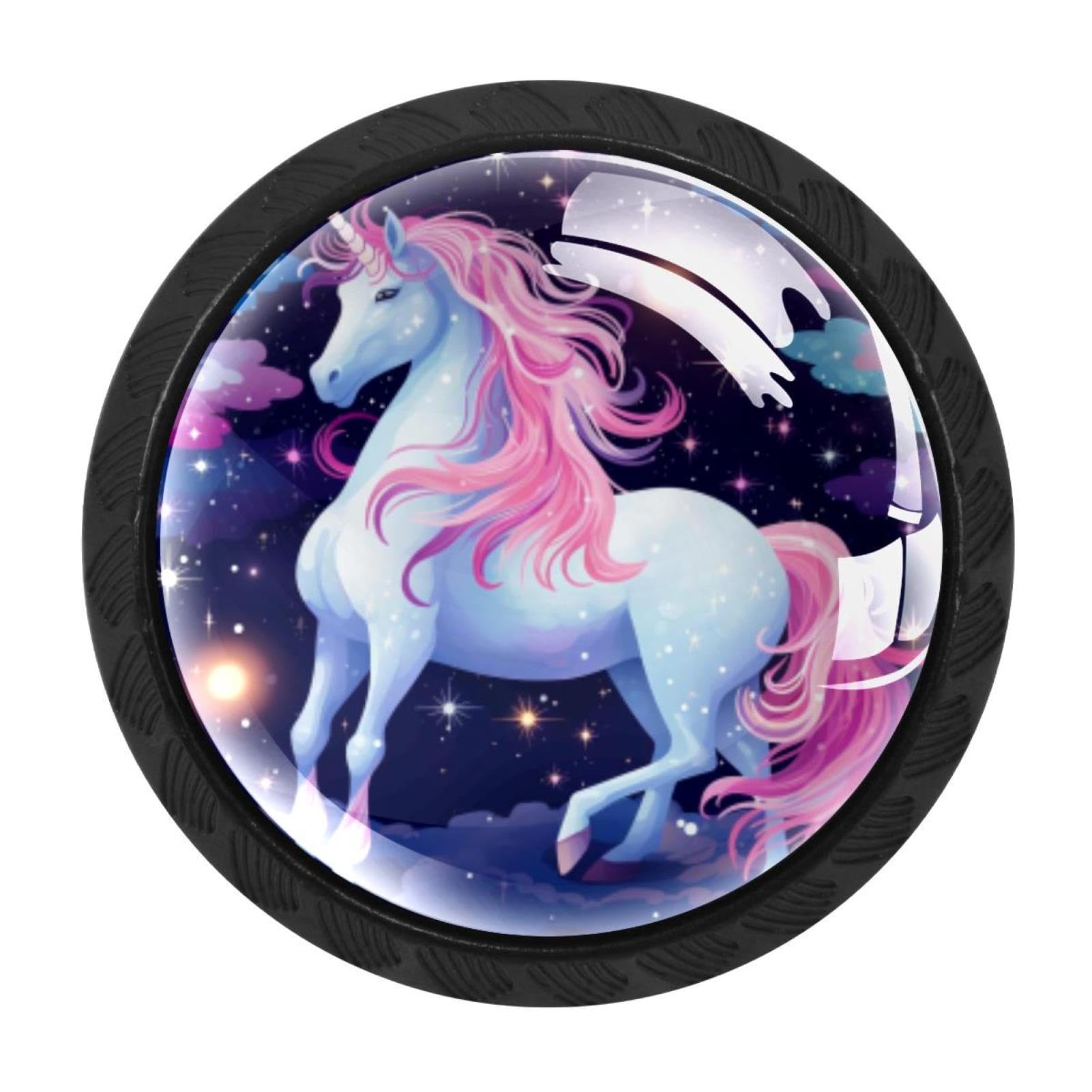 Chenzzzz Multicolored 09 4 Pieces Starry Unicorn Kitchen Cabinet Knobs Drawer Knobs Dresser Knobs Black Knobs Drawer Pulls Dresser Drawer Handles Knobs For Dresser Drawers