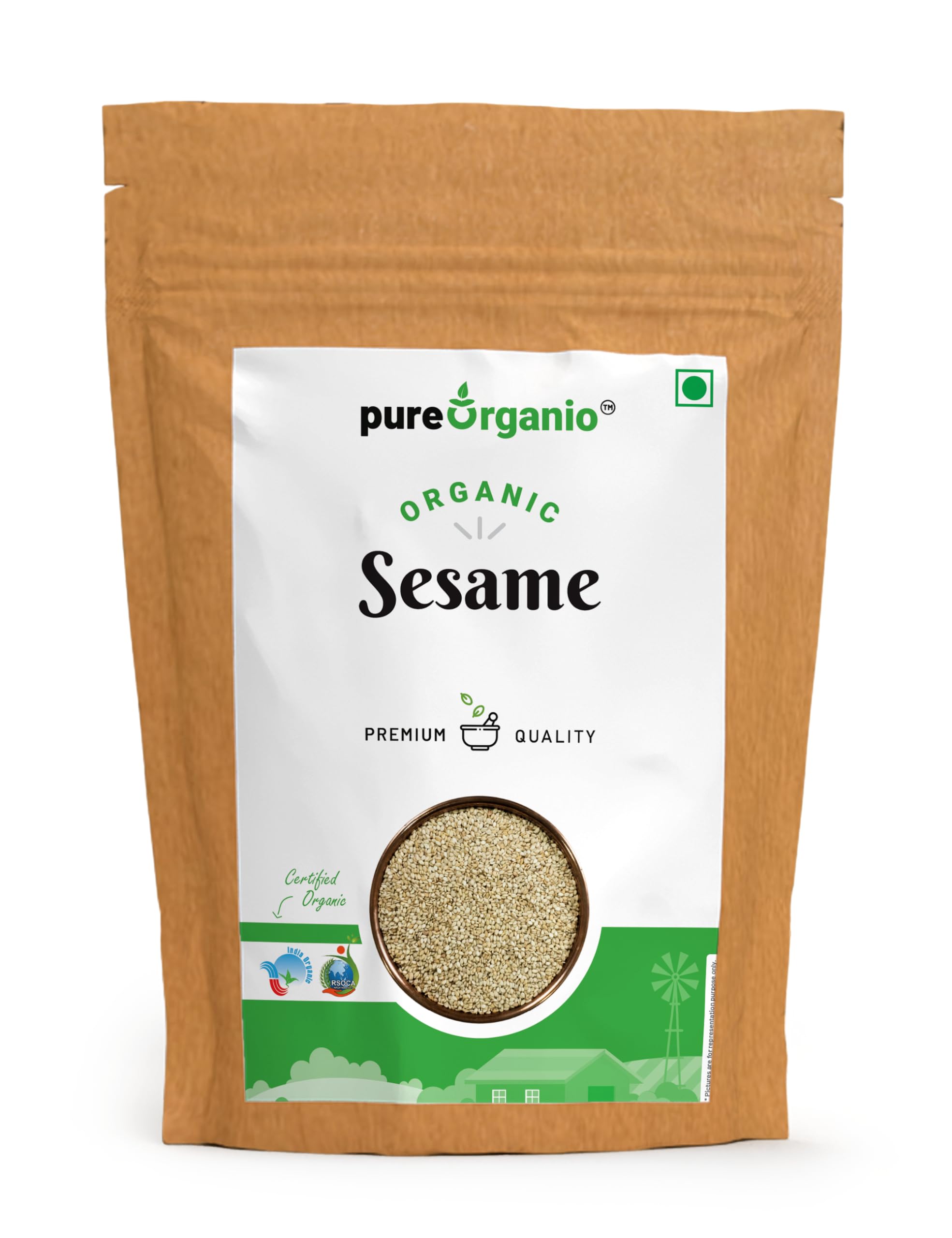 - Pure Organio Organic Sesame Seeds - Organic White Sesame seeds - High In Nutrient White Til for Eating (800 Gm)