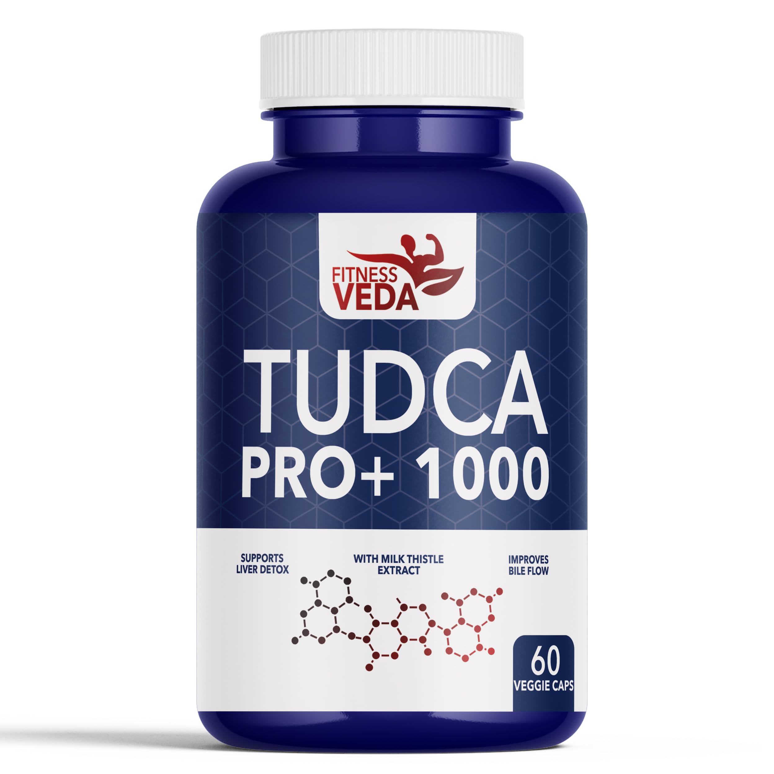 Fitness Veda TUDCA 1000 mg Liver Supplement with Milk Thistle| Bile Salt & Liver Health Support| Improves Bile flow| Liver Detox, Strength & Fat Digestion| Pack of 1-60 Capsules