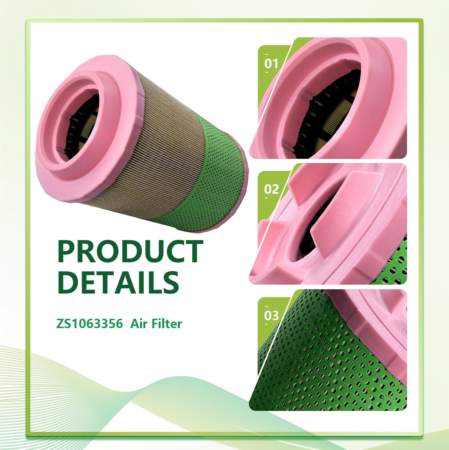 ZS1063356 KAYIQIN Air Filter for ESM30 ESM37 Air Compressor, Compatible with ESM50 Series Replacement Part 1622185501 1631043500 C23632/1