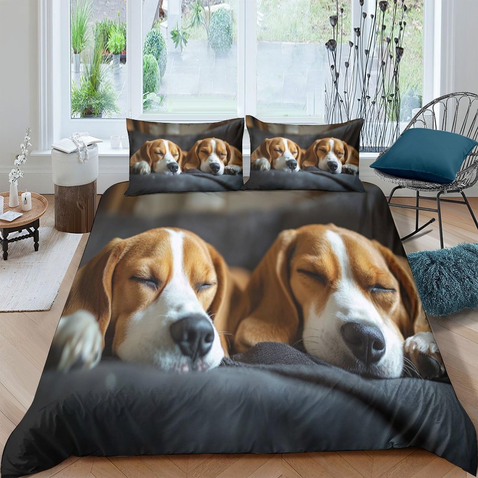 Ctjqhvkz Style-3 3D Printed Sleeping Beagle Fitted Sheet Microfiber Soft Dog Pattern Mattress Cover For Bedroom Guest Room Decor Single（135X200cm）