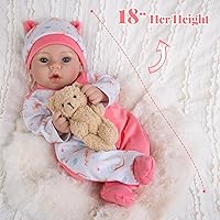 Vista 6 de UOFTKIZ Muñecas de bebé recién nacidas realistas de 18 pulgadas, muñeca Reborn de la vida real con cuerpo de tela, regalo para niños de más de 3 años