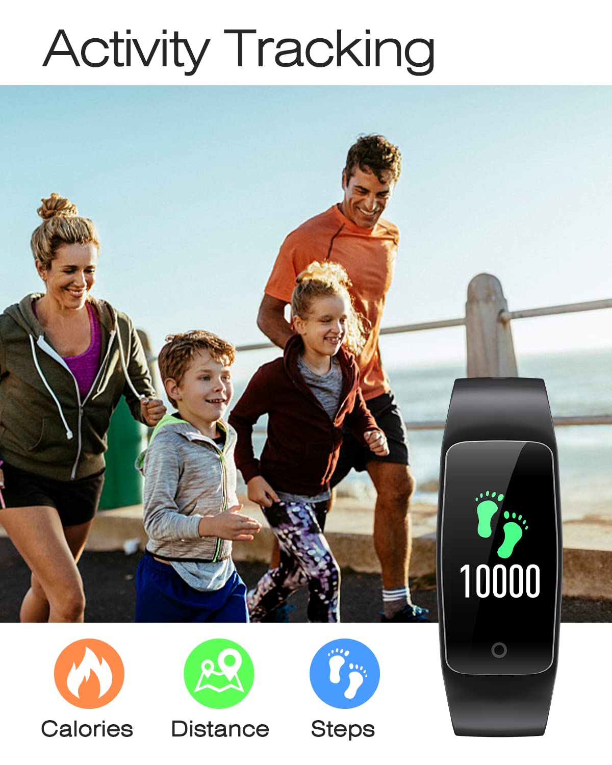 Montre Podometre Non Connecté Trackers d'Activité sans Bluetooth sans Smartphone pour Enfant Personne Agée Femme Homme Podomètre Marche Simple Compteur de Pas Calories Distance Etanche IP68