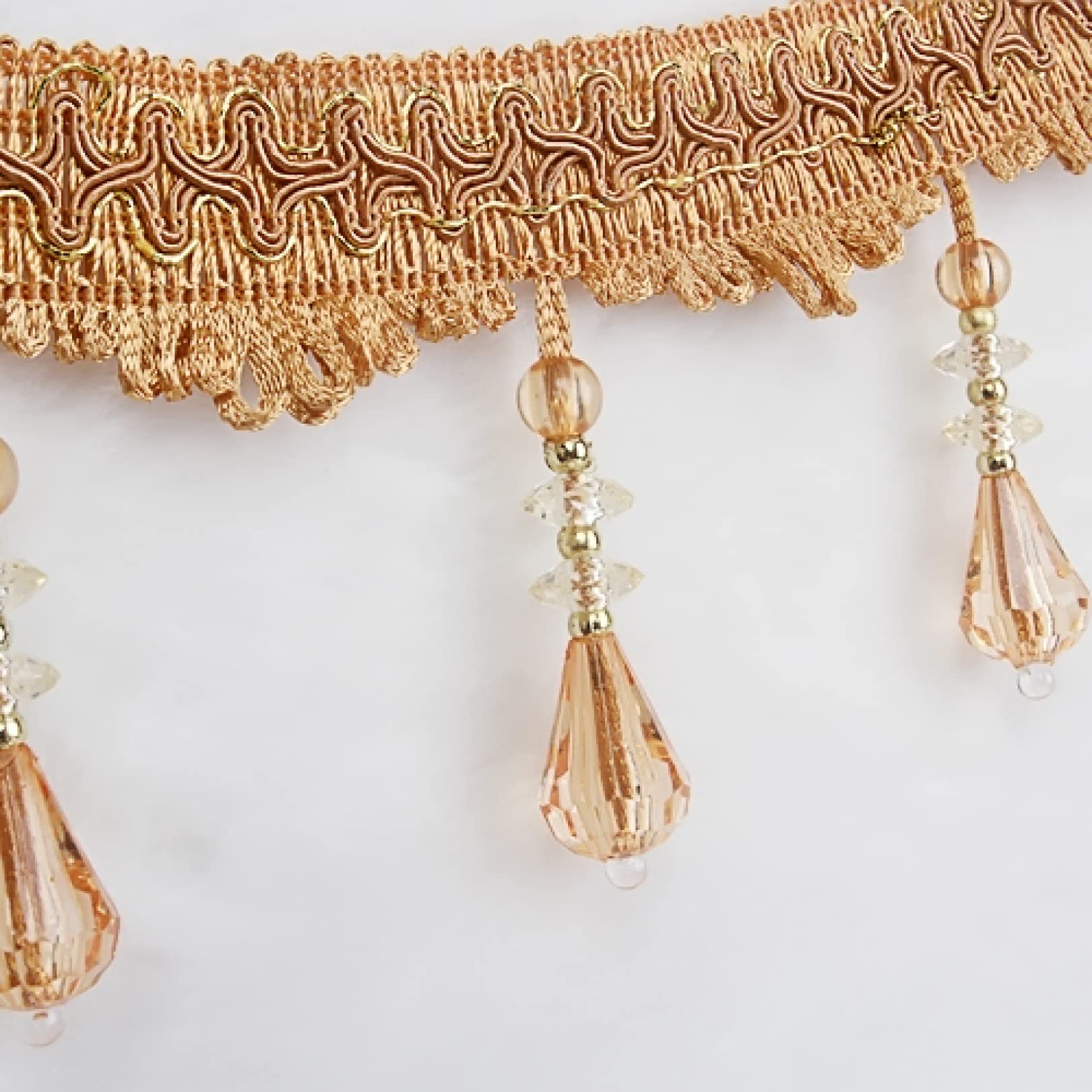 Gland de rideau en dentelle perlée de cristal de 12 mètres