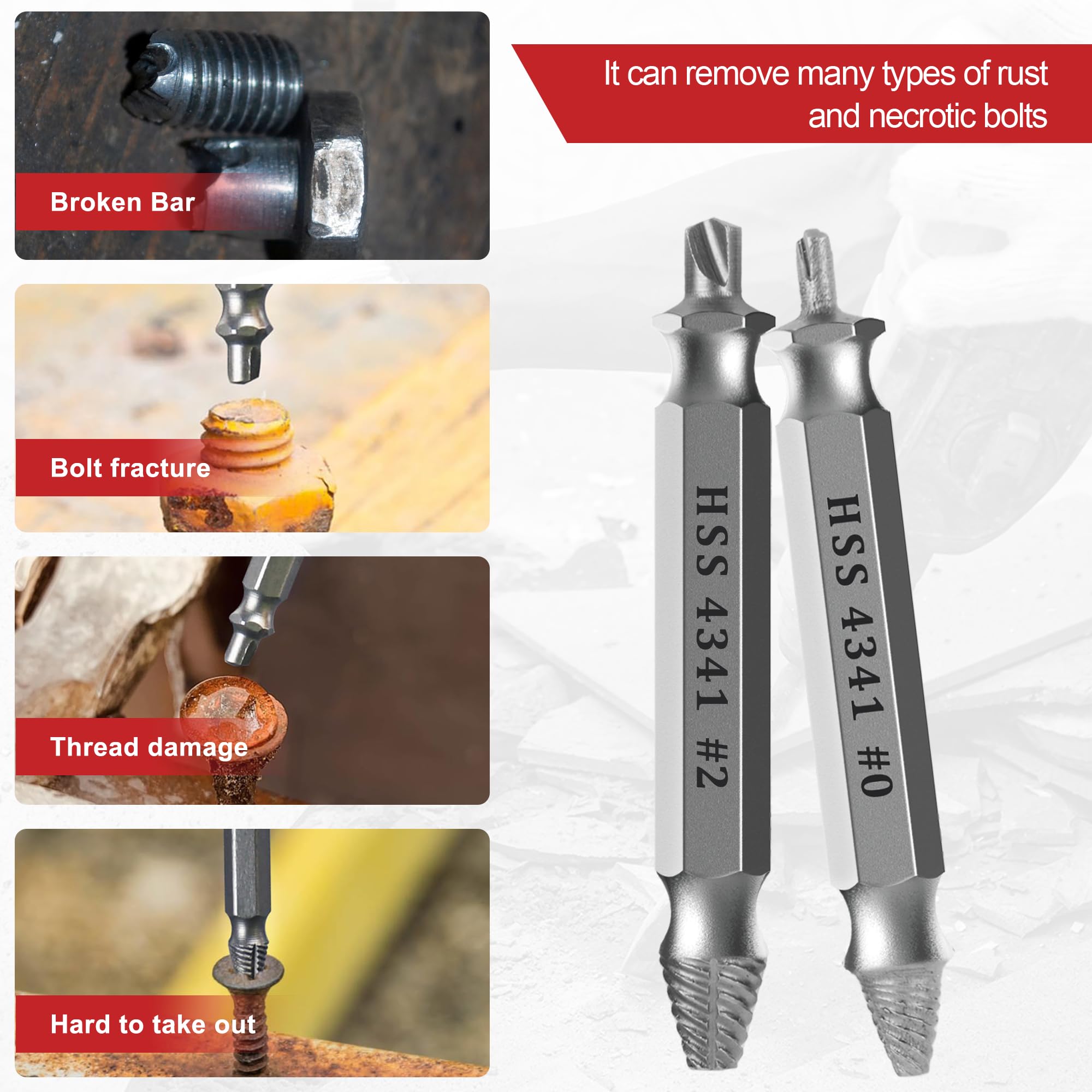 6PC Damaged Screw Extractor Set, Remover Kit For