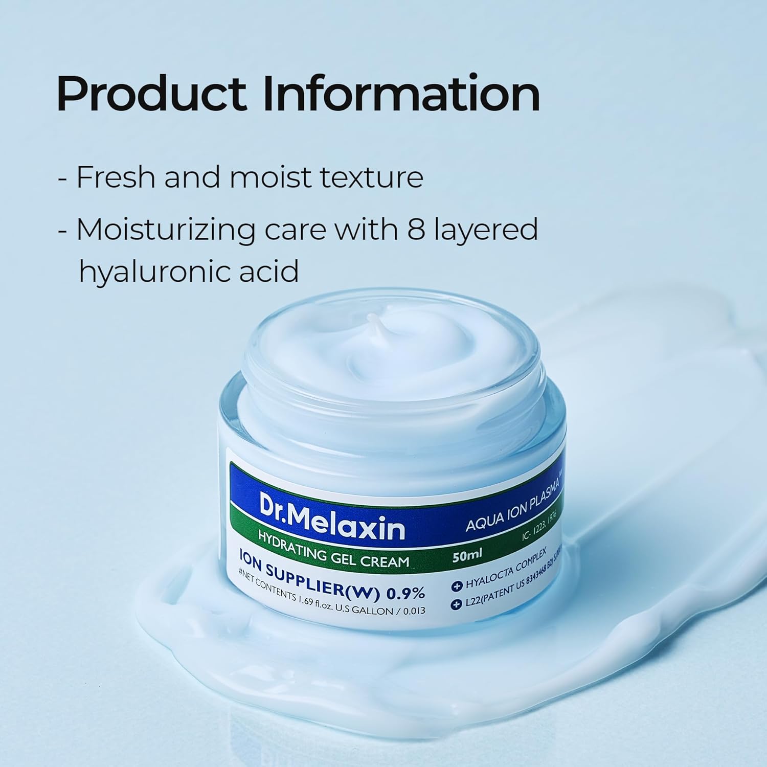 Dr.Melaxin Aqua Ion Plasma Hydrating Gel Cream for Dry & Sensitive Skin, Facial Moisturizing, Korean Skincare 50ml, 1.69 fl.oz - Image 3