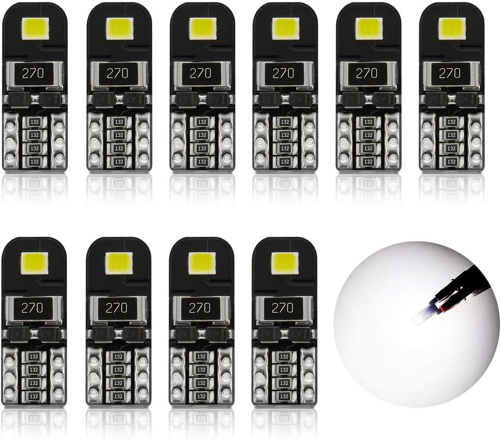 ENDPAGE 194 LED Bulbs Canbus Error Free 6000K Xenon White Super Bright 2835 Chipsets 168 2825 175 T10 W5W LED Replacement Bulbs for Car Dome Map Door Courtesy License Plate Lights(Pack of 10)