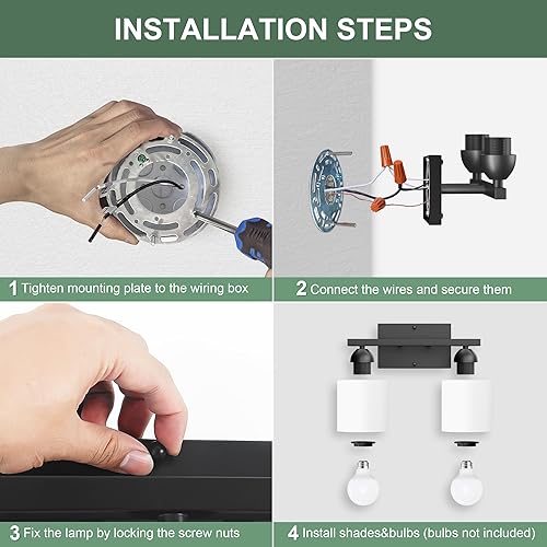 Miniatura 7 de Luces de baño negras sobre espejo, lámpara de tocador antioxidante para baño, lámpara de pared moderna de 2 luces para sala de estar, base E26