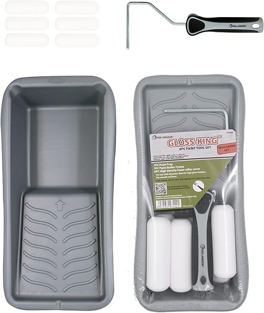 ROLLINGDOG 8PC Small Paint Roller and Tray Set with High Density Mini Foam Paint Roller Cover Refills,Great for Glossing Cupboards, Window Sills,etc