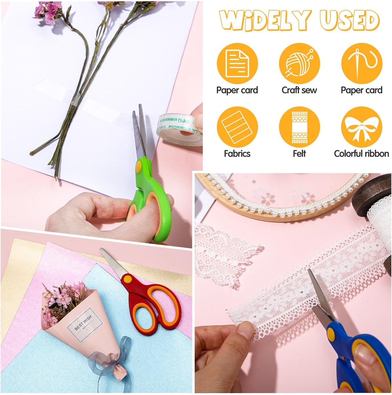 Chumia 60 Pack Kids Scissors Bulk 5.5 Inch Student Children Safety Scissors Rounded Tip with Comfort Grip for School and Classrooms Supplies Essentials