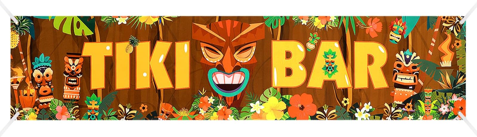 Prasacco Tiki Bar Banner, 40x183cm/15.7x72inch Luau Party Decoration Tiki Decoration Hawaii Party Tropical Banner Tiki Bar Decor for Aloha Hawaii Luau Tropical Moana Birthday Carnival Summer Party
