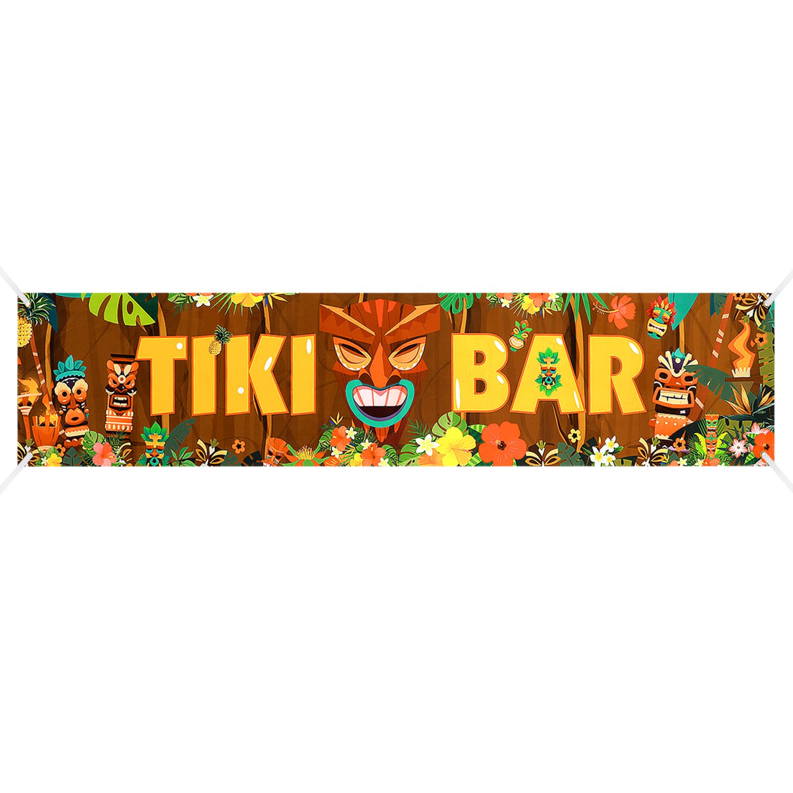 Prasacco Tiki Bar Banner, 40x183cm/15.7x72inch Luau Party Decoration Tiki Decoration Hawaii Party Tropical Banner Tiki Bar Decor for Aloha Hawaii Luau Tropical Moana Birthday Carnival Summer Party