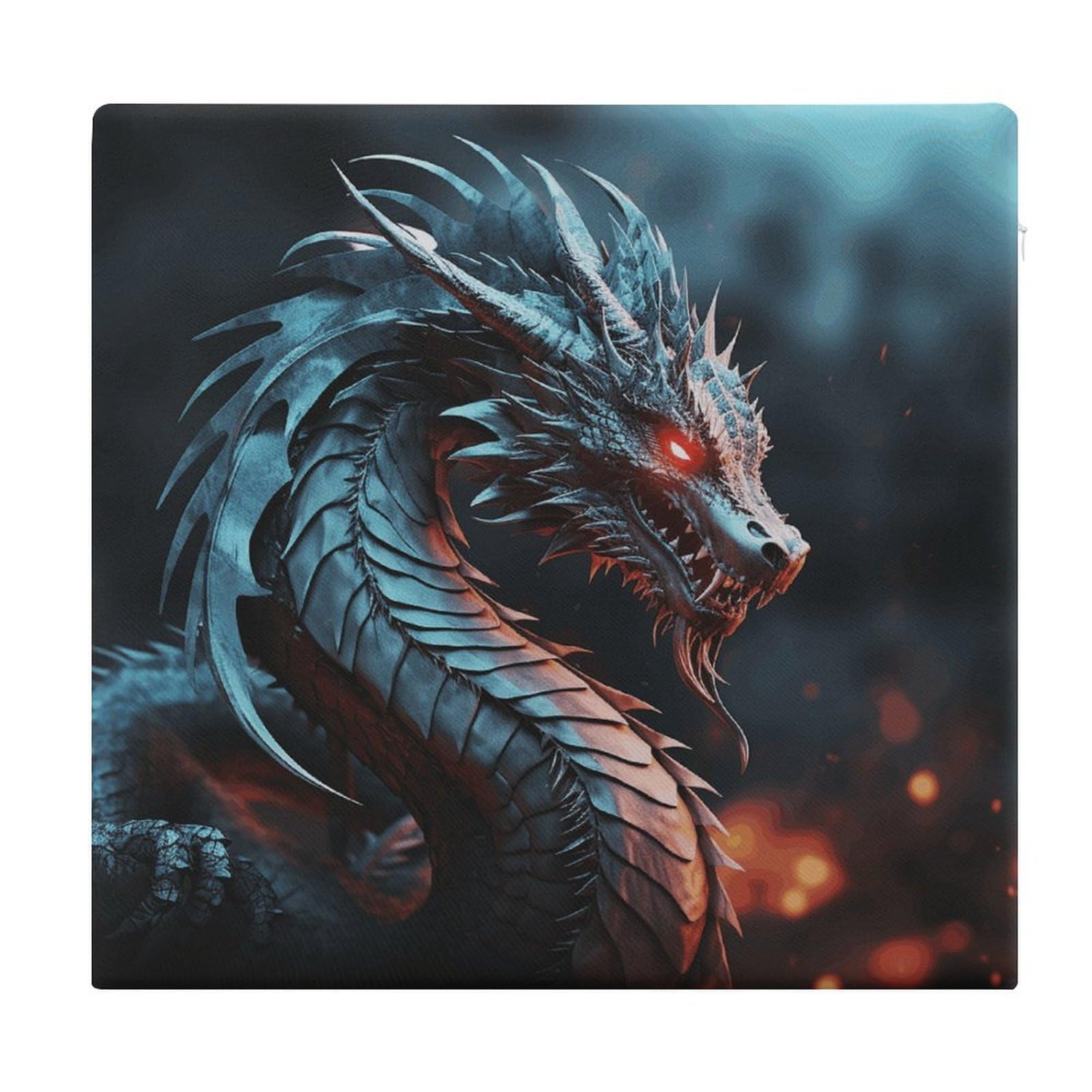 VstaDank Dragon Chair Cushion for Dining Chairs Breathable Square Chair Pads Non-Slip Seat Cushions Memory Foam Pad Floor Pillow for Meditation Or Yoga 13.8”x15”