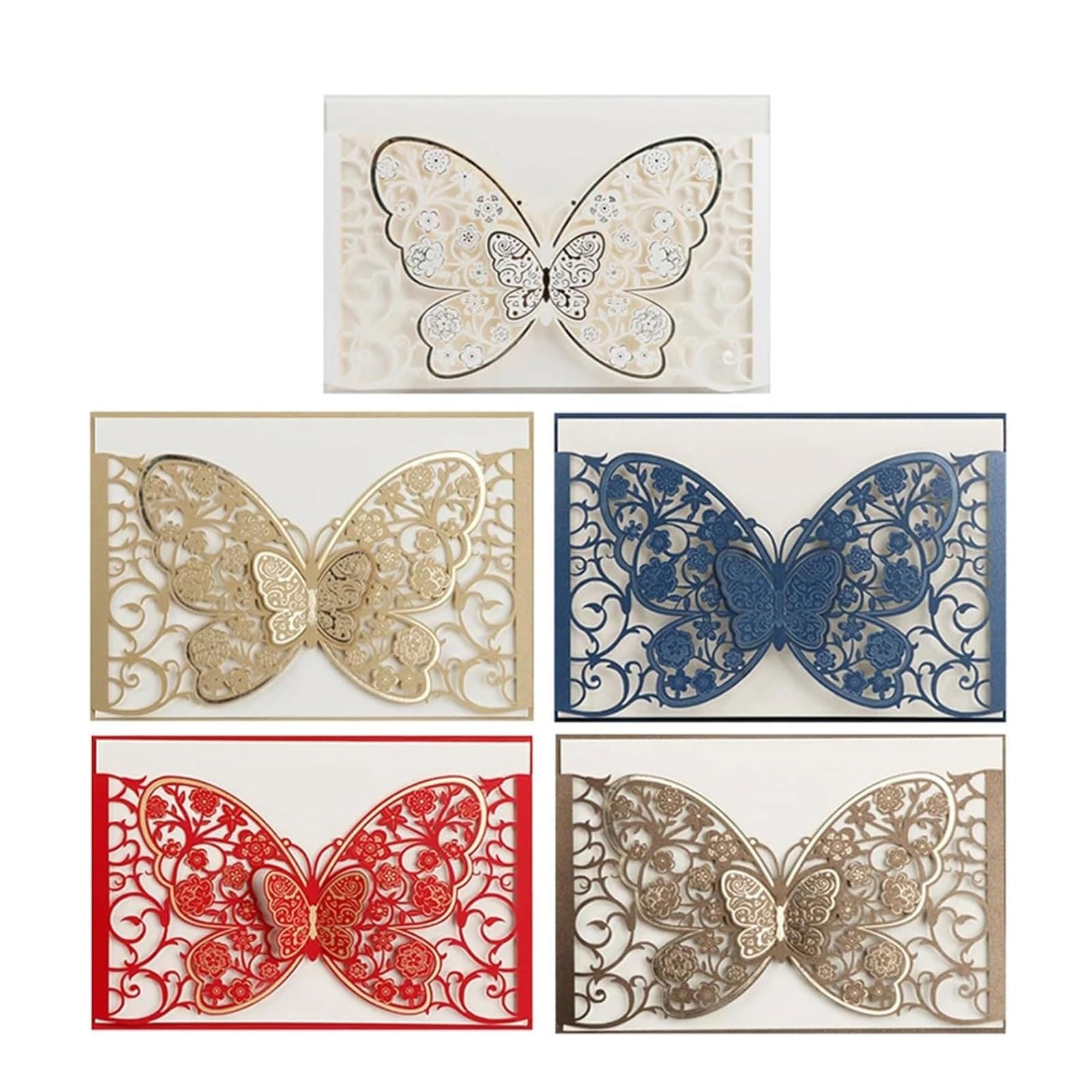 Lot de 50 faire-part de mariage creux, motif papillon estampé à chaud, for anniversaire de mariage Faire-part(Blauw)