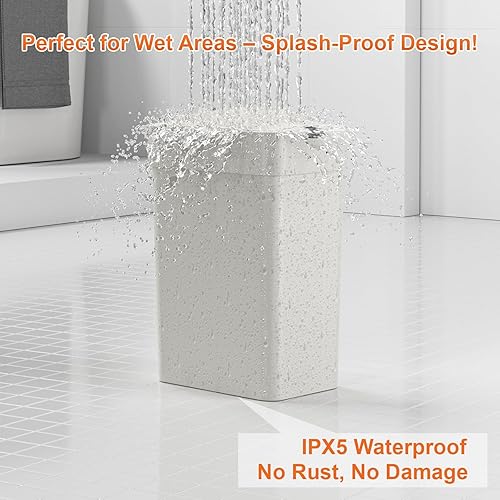Miniatura 5 de Bote de basura de baño sin contacto de 9L2.4 galones, sensor de movimiento de 0.2 s, cierre automático, diseño delgado impermeable IPX5 para