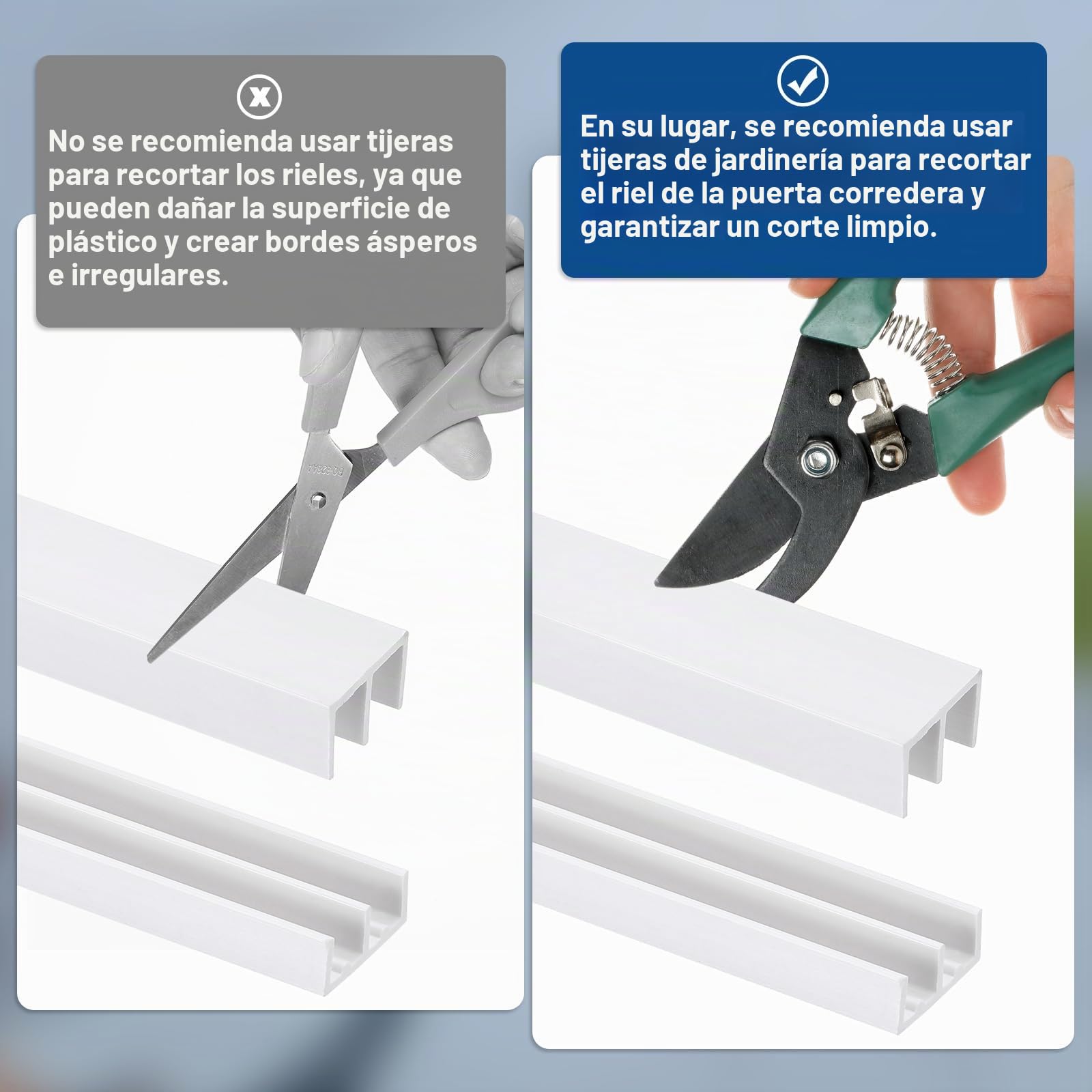 sourcing map Juego de rieles de plástico blanco para puerta corrediza y ventana de vidrio, riel para paneles de 1/4 pulgada, para armarios y puertas de vidrio
