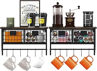 Helsin Industrial Wall Mounted Metal Wood Floating Shelves with Baskets ...
