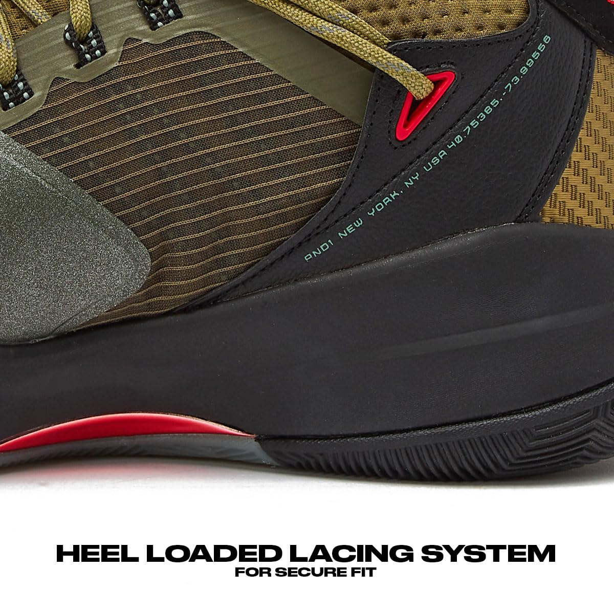 AND1 Attack 3.0 Mens Basketball Shoes Men, Court Sneakers for Men or Women - Dark Green, 6 Medium