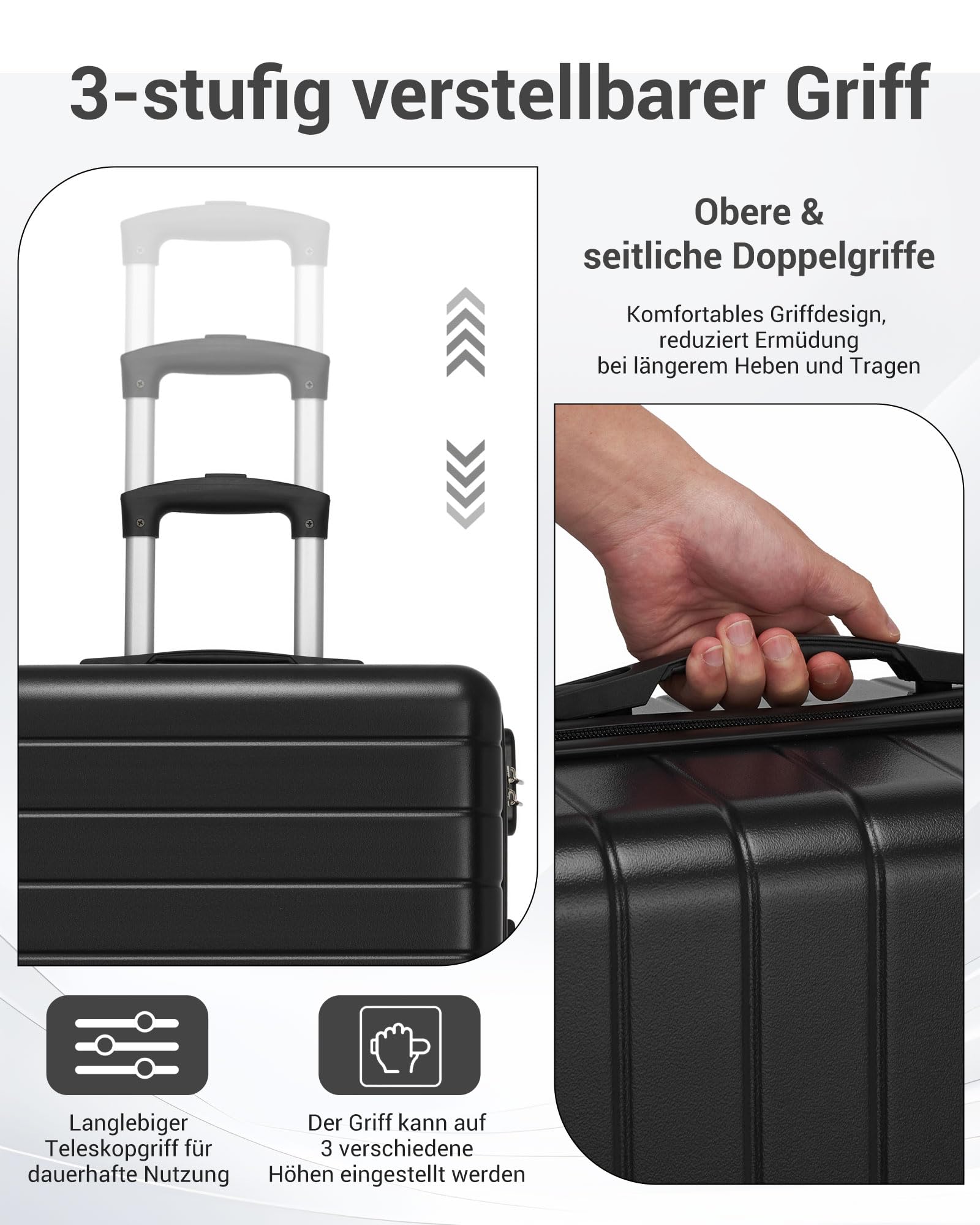 Handgepäck Koffer 55x40x20cm ABS+PC Hartschalenkoffer Ryanair Trolley 4 Rollen Kabinenkoffer