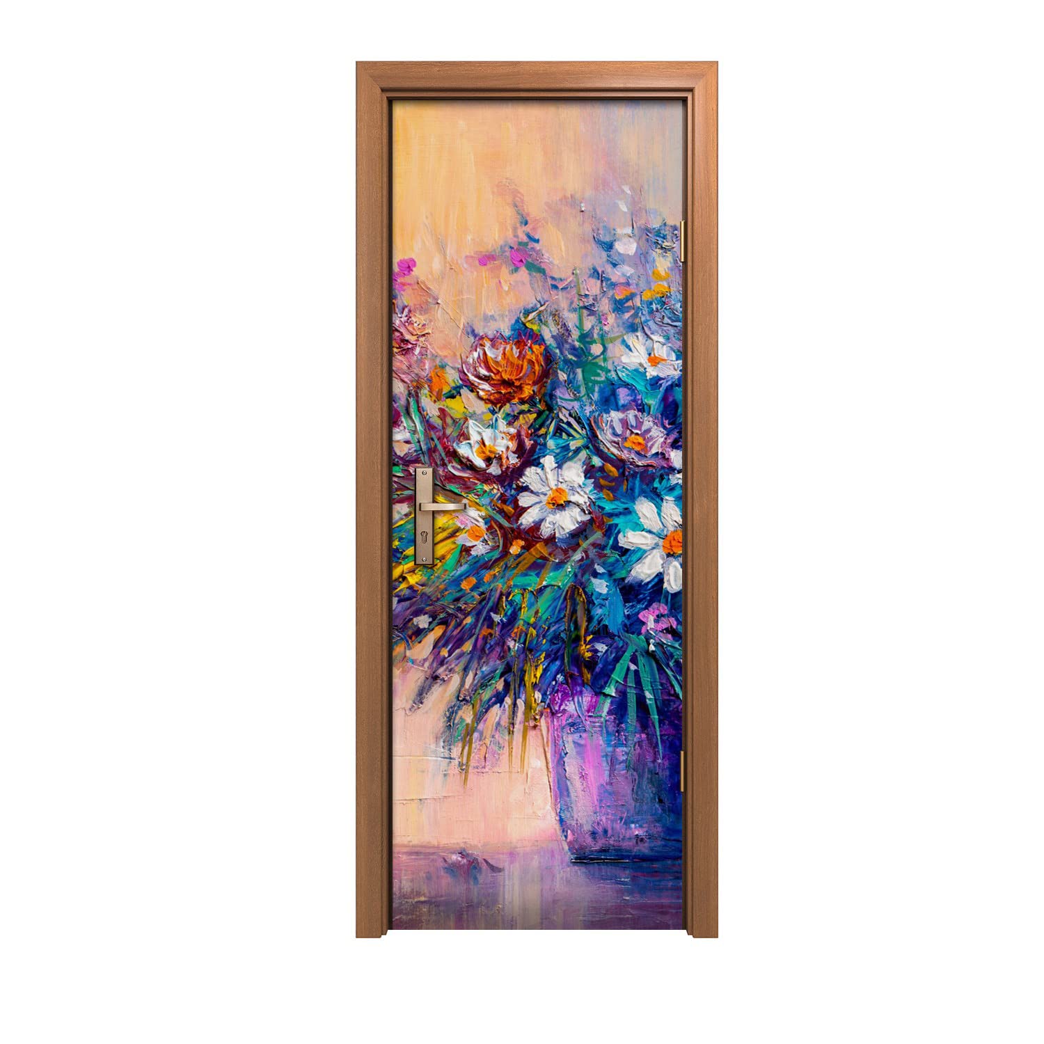 Peinture de fleurs en autocollant de porte Coloray pour un salon lumineux