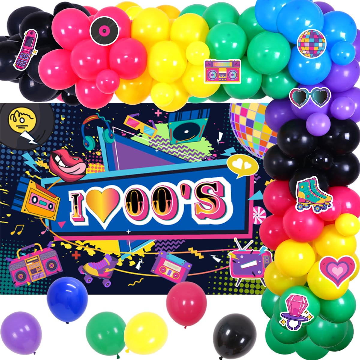 Jollyboom Y2K Party Decorations, Back to the 00s Backdrop Balloon Arch